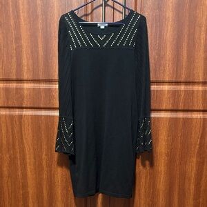 Calvin Klein Black Long-Sleeve Stud Detail Knit Dress